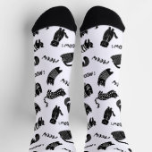 Grappige Doodle Zwarte en Witte Kattensokken Sokken (Top)