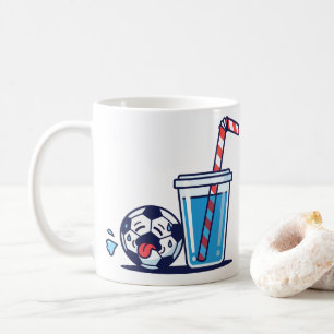Grappige Dorstige Voetbal Die Koude Water Drink No Koffiemok