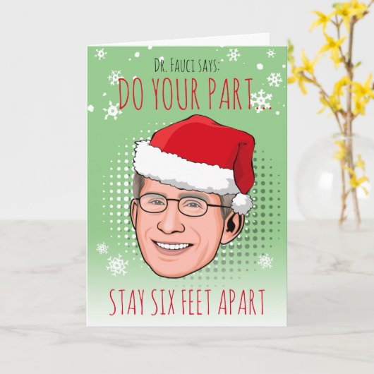 Grappige Dr. Fauci Kerstmis: Blijf Zes Voetjes Uit Kaart (Gele Bloem)