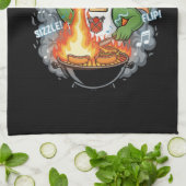 Grappige Draad Grill Meester BBQ & Grill Cartoon Theedoek (Gevouwen)