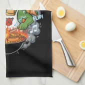 Grappige Draad Grill Meester BBQ & Grill Cartoon Theedoek (Quarter Fold)
