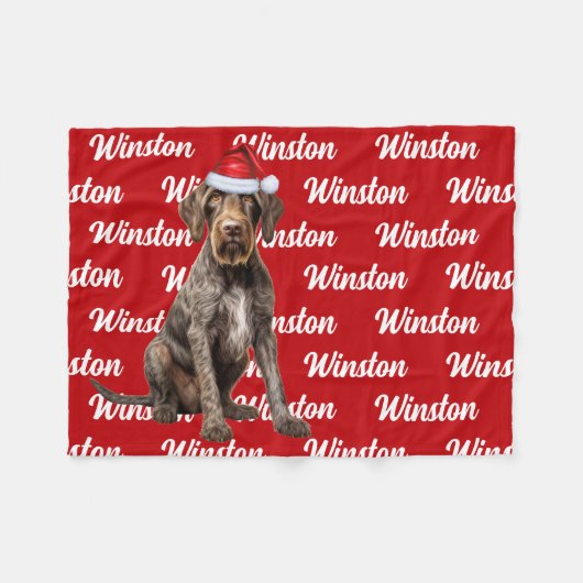 Grappige draadharige pointerhond naam patroon Kers Fleece Deken (Voorkant (Horizontaal))