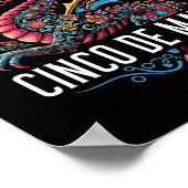 Grappige draak Cinco de Mayo Sugar Skull Flower Me Poster (Hoek)