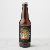 Grappige Draak Grill Meester BBQ & Grill Cartoon Bier Etiket (Voorkant)