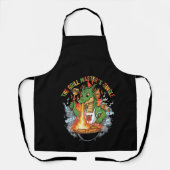 Grappige Draak Grill Meester BBQ & Grill Cartoon Schort (Voorkant)
