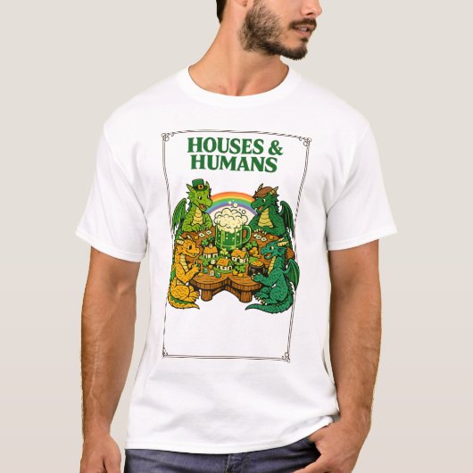 Grappige Draak St. Patrick's Dag Bier Fantasie Kun T-shirt (Voorkant)