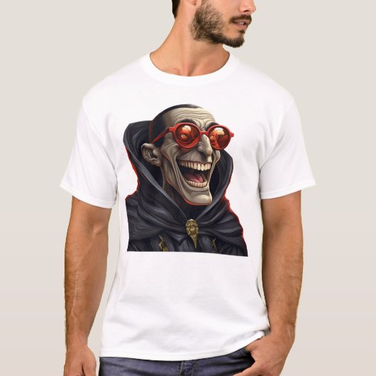 Grappige Dracula Vampier met Bril T-shirt (Voorkant)