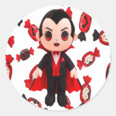 Grappige Dracula voor Halloween Ronde Sticker (Voorkant)