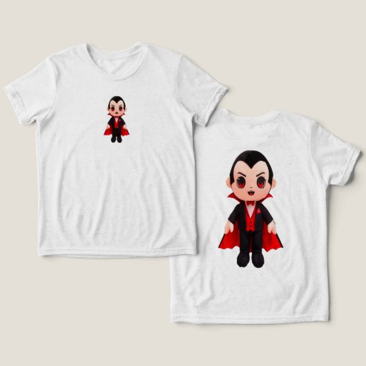 Grappige Dracula voor Halloween Tri-Blend Shirt (Ontwerp Voorkant & Achterkant)