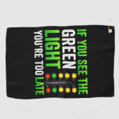 Grappige Drag Racing Kerstboom Drag Racer Golfhanddoek (Horizontaal)