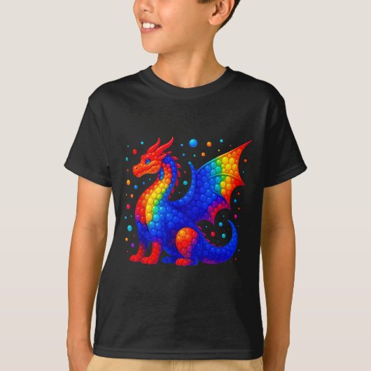 Grappige Dragon Lovers Polka Dot Art Student Happy T-shirt (Voorkant)