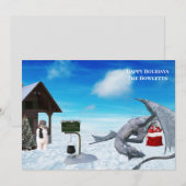 Grappige Draken Sneeuwman Winter Vakantie Feestdagenkaart (Voorkant / Achterkant)