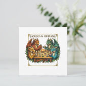 Grappige Drakenhuizen en Mensen Fantasy Kunst Kaart (Staand voorkant)