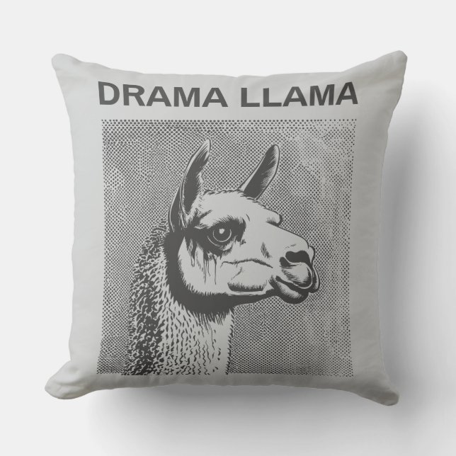 Grappige Drama Lama Worp Kussen (Voorkant)