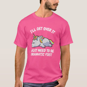 Grappige dramatische luie eenhoorn afbeelding, Ik T-shirt
