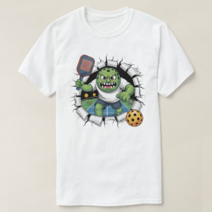 Grappige dramatische Pickleball-paddle smash court T-shirt