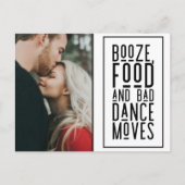 Grappige drank, eten, slechte dans beweegt foto sa aankondigingskaart (Voorkant)