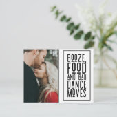 Grappige drank, eten, slechte dans beweegt foto sa aankondigingskaart (Staand voorkant)