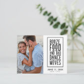 Grappige drank, eten, slechte dans bewegingen opsl aankondigingskaart (Staand voorkant)