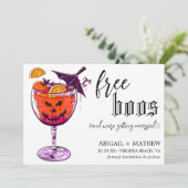Grappige Drank Gratis Boos Foto Halloween Bruiloft Save The Date (Staand voorkant)