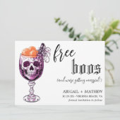 Grappige Drank Gratis Boos Foto Halloween Bruiloft Save The Date (Staand voorkant)