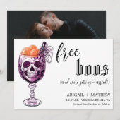 Grappige Drank Gratis Boos Foto Halloween Bruiloft Save The Date (Voorkant / Achterkant)