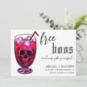 Grappige Drank Gratis Boos Foto Halloween Bruiloft Save The Date (Staand voorkant)