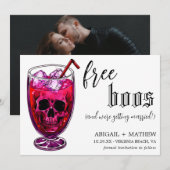 Grappige Drank Gratis Boos Foto Halloween Bruiloft Save The Date (Voorkant / Achterkant)
