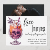 Grappige Drank Gratis Boos Foto Halloween Bruiloft Save The Date (Voorkant / Achterkant)