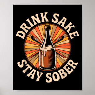 Grappige Drank Sake Blijf Nuchter Vintage Japanse Poster