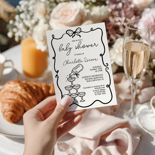 Grappige Dranken Toren Coquette Strik Baby Shower Kaart