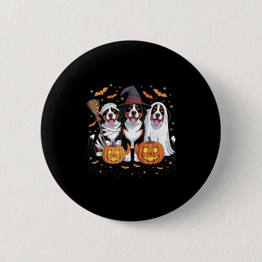 Grappige Drie Berner Mountain Pompoen Halloween Ho Ronde Button 5,7 Cm (Voorkant)