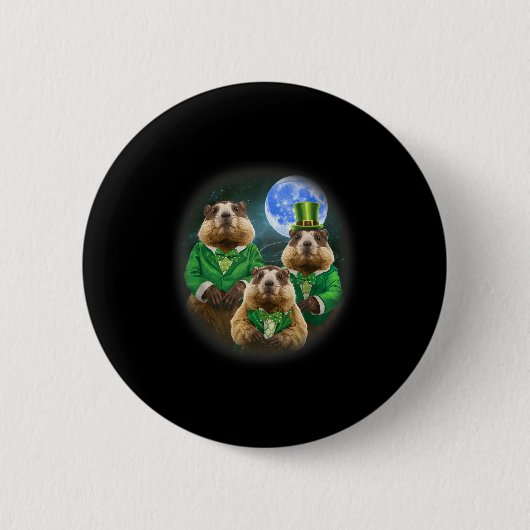 Grappige drie bosmarmot maan 3 bosmarmot hoofd St Ronde Button 5,7 Cm (Voorkant)