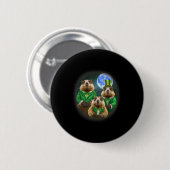 Grappige drie bosmarmot maan 3 bosmarmot hoofd St Ronde Button 5,7 Cm (Voorkant /achterkant)