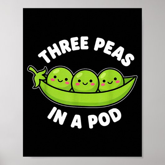 Grappige Drie Erwten In Een D Schattig Kawaii Poster (Voorkant)
