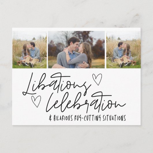 Grappige Drie Foto Bruiloft Save the Date Aankondigingskaart (Voorkant)