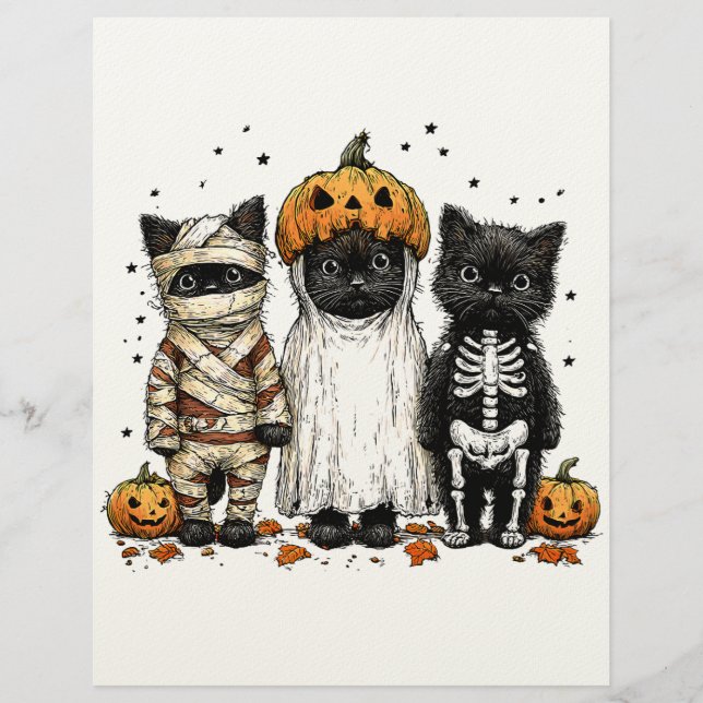 Grappige drie Halloween katten Briefhoofd (Voorkant)