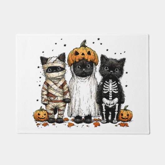 Grappige drie Halloween katten Deurmat (Voorkant)