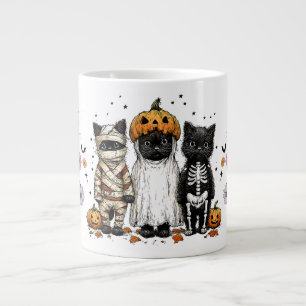 Grappige drie Halloween katten Grote Koffiekop
