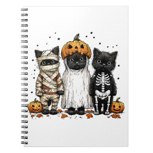 Grappige drie Halloween katten Notitieboek (Voorkant)