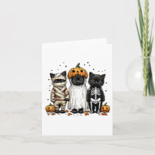 Grappige drie Halloween katten Notitiekaartje