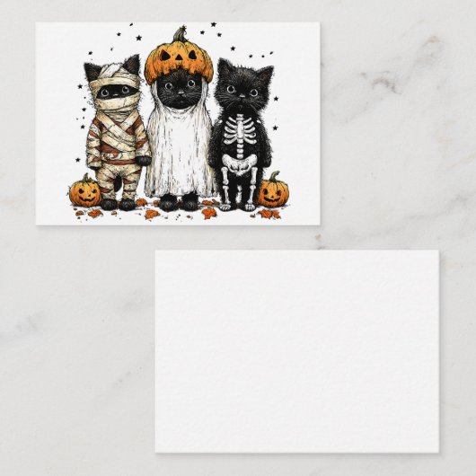 Grappige drie Halloween katten Notitiekaartje (Voorkant / Achterkant)