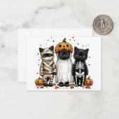 Grappige drie Halloween katten Notitiekaartje (Voorkant / Achterkant in situ)