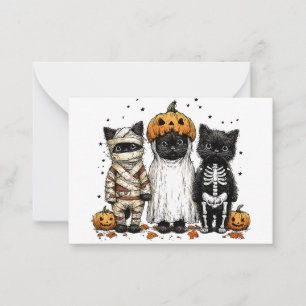 Grappige drie Halloween katten Notitiekaartje