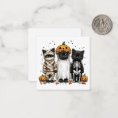 Grappige drie Halloween katten Notitiekaartje (Voorkant / Achterkant in situ)