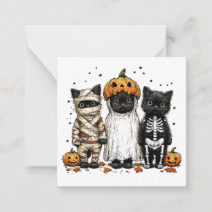 Grappige drie Halloween katten Notitiekaartje