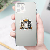 Grappige drie Halloween katten Sticker (Telefoon)