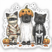 Grappige drie Halloween katten Sticker (Voorkant)