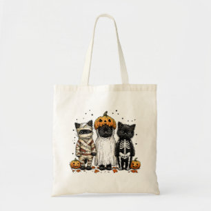 Grappige drie Halloween katten Tote Bag