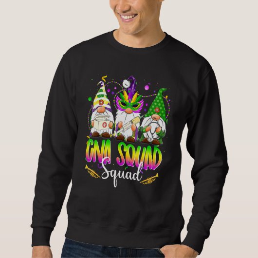Grappige Drie Nordic Gnomen CNA Squad Mardi Gras A Trui (Voorkant)